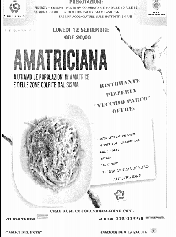 AMAtriciana – Aiutiamo la popolazione di Amatrice e le zone colpite dal sisma